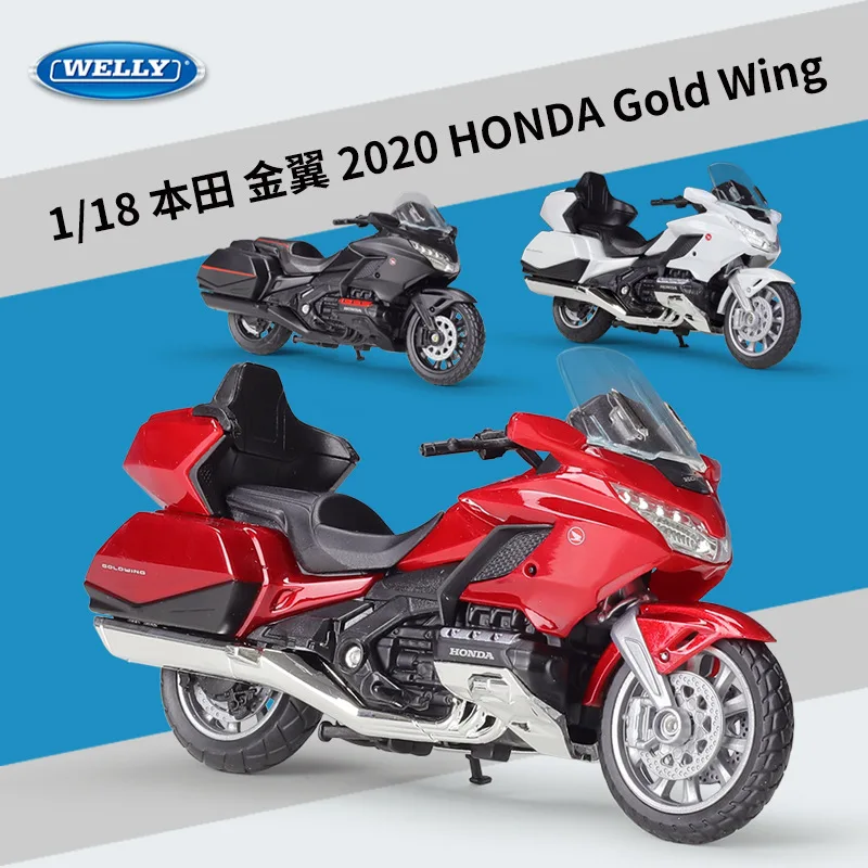 WELLY 1:18 HONDA GOLD WING Motorcycle Model Simulated Alloy Diecast Metal Travel Street Toy Motorcycle Collection Children Gift