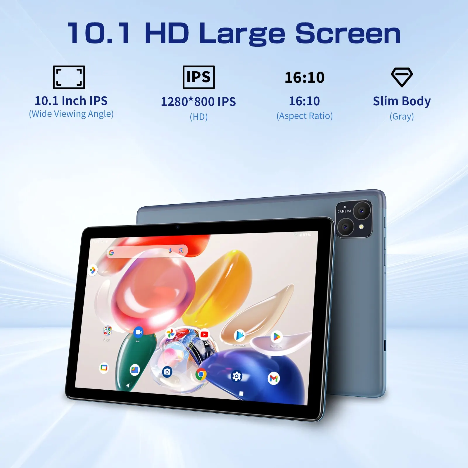 VASOUN Android 14 Tablet 10.1", 12GB(6+6 Expand) RAM, 128GB ROM, Octa Core, Dual SIM 4G Unlocked With 2.4G/5G WiFi GPS 4