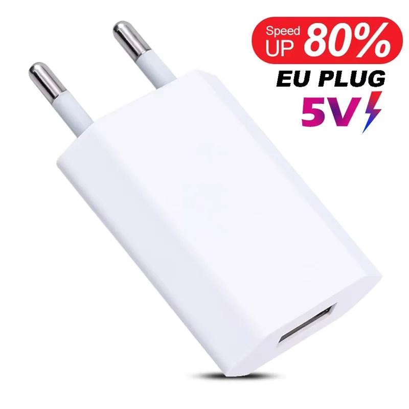 Mini chargeur mural USB portable 5V 1A, adaptateur de prise Eu AC pour IPhone 7 8 13 14, Samsung, Xiaomi, 10/20 pièces