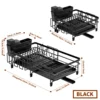 Expandable Dish drying rack Kitchen countertop tablewares storage rack Multifuctional Drained board Sturdy Black 6