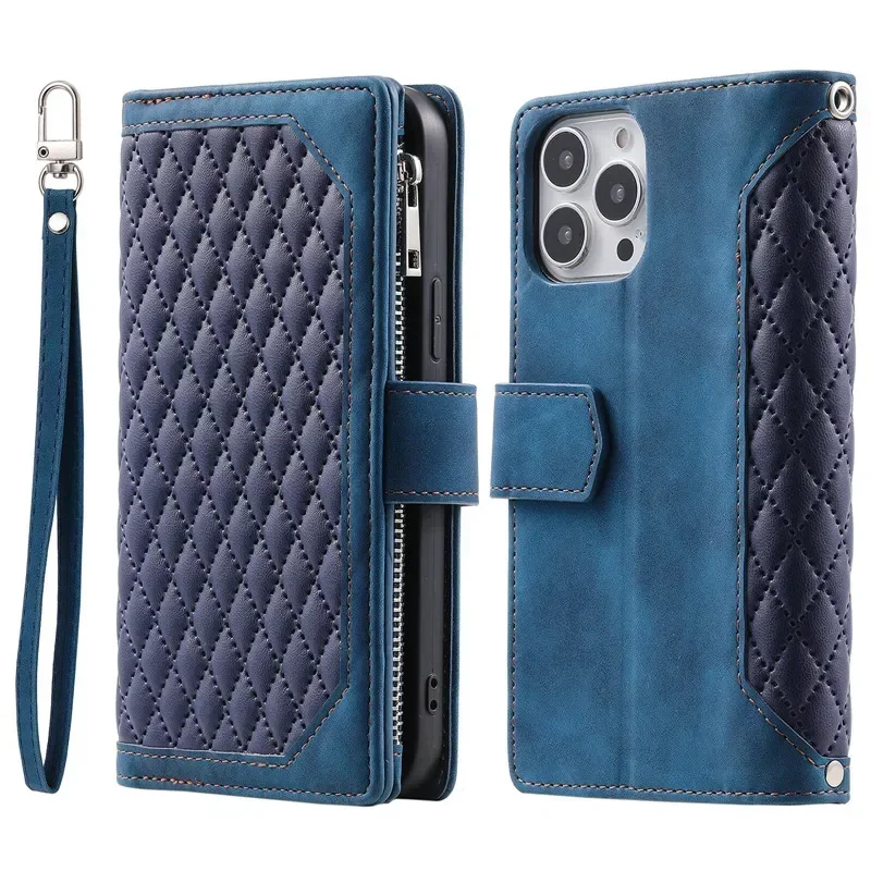 Elegant Leather Crossbody Zipper Wallet & Phone Case with Card Holder and Flip Cover