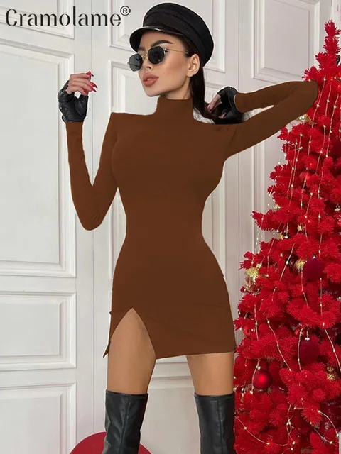 Long Sleeve Bodycon Split Mini Dress: Timeless Elegance for the Modern Woman