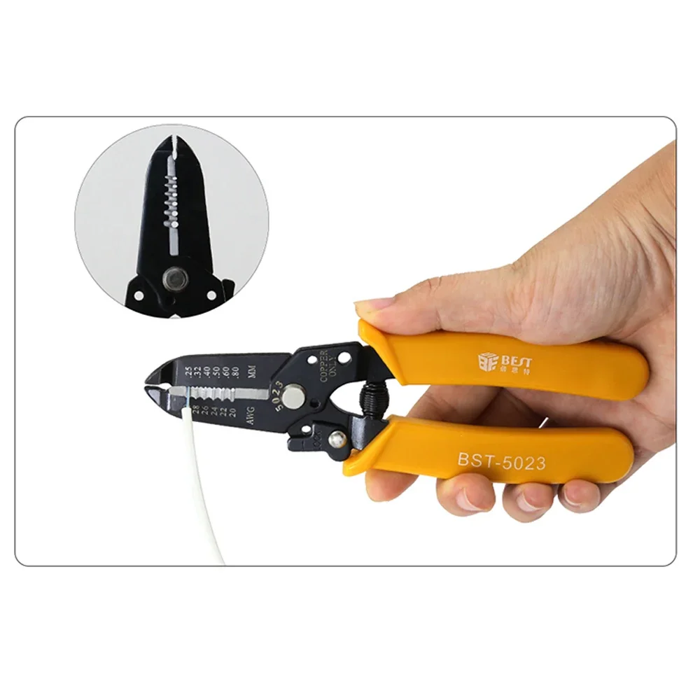Wire stripper stripping pliers wire stripping pliers mini wire stripper multifunctional pliers multifunctional tools wire pliers BST-5023 multi-functional precision fiber cable wire stripper 20-30 AWG copper cable hardened steel wire stripper plier tools