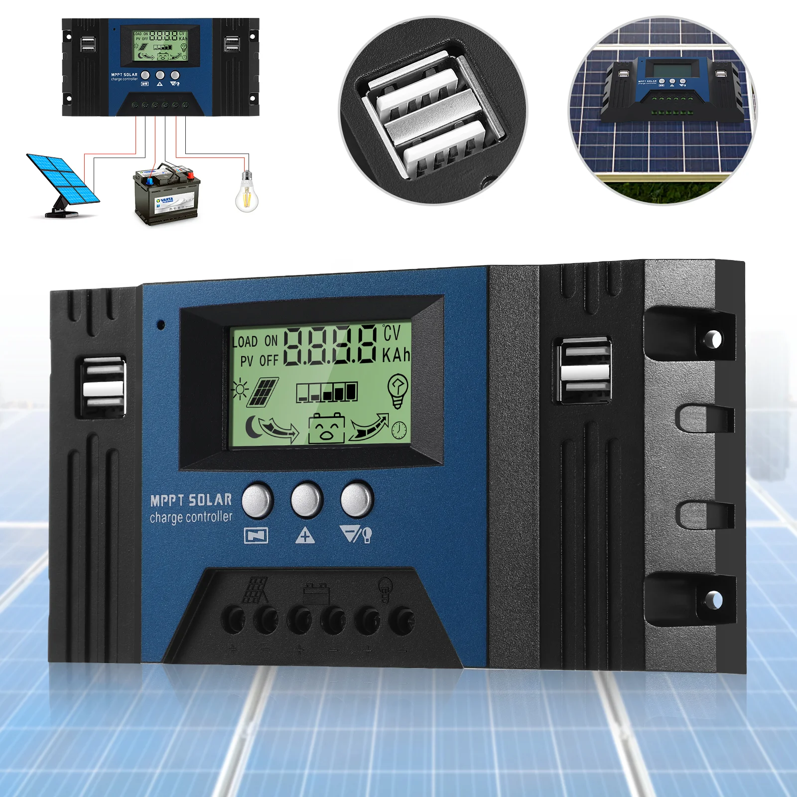 

Solar Charge Controller 12V 24V 100A MPPT Auto Solar Panel Controller Solar Regulator With Lcd Screen Fit For Small Solar System