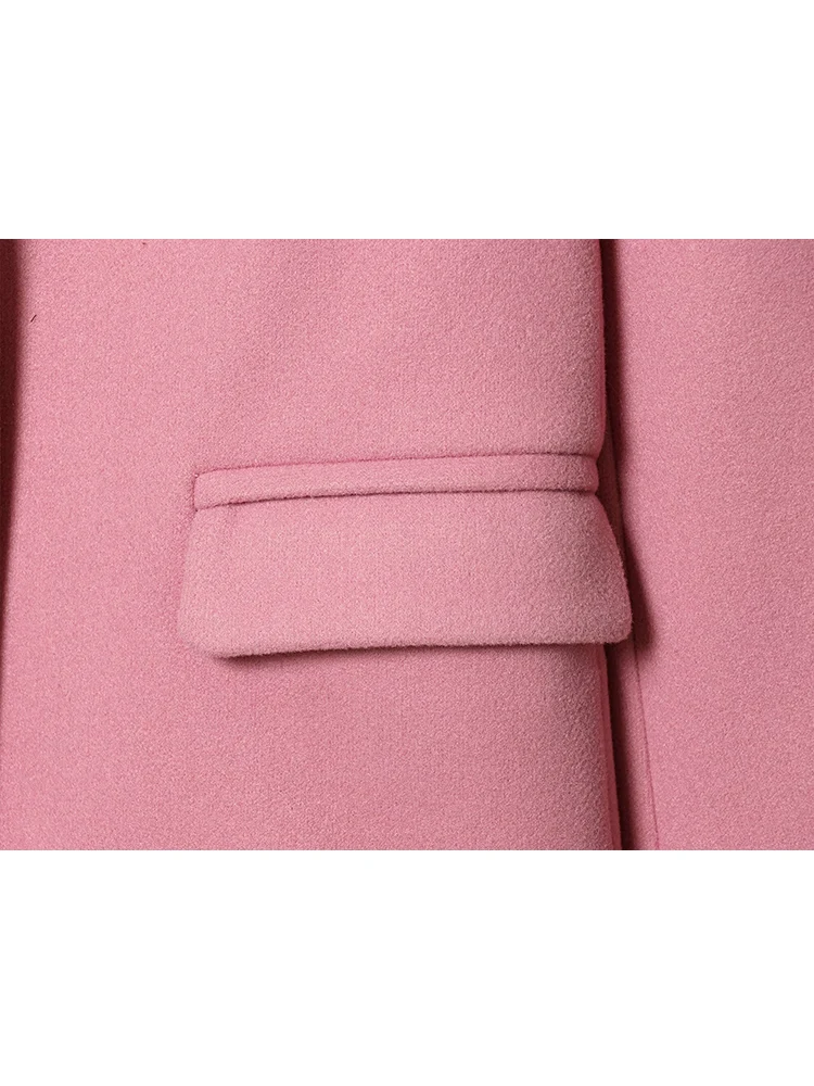  New Chic Blazer For Women Winter Elegant Solid Single Breasted Long Sleeve Jackets Ladies Fashion Lapel Pockets Blazers