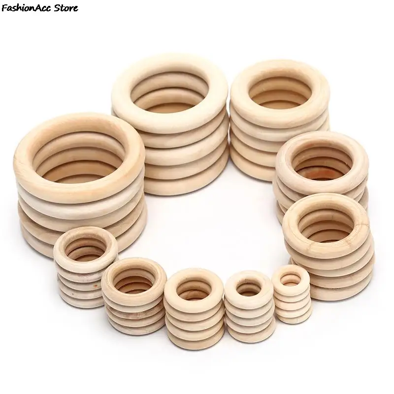 Unfinished Solid Wooden Rings 5/10/20/50pcs 20-70MM for Macrame DIY Crafts Ornaments Jewelry Making