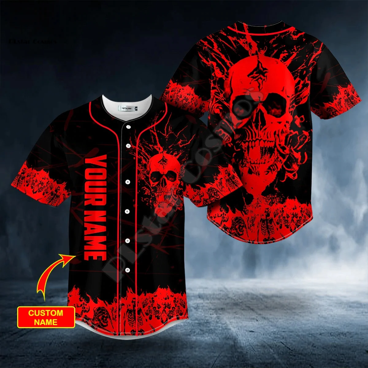 Name Reaper Ghost Gothic Skull Graffiti Flame Retro Tattoo 3DPrint Unisex Summer Baseball Shirts Jersey Short Sleeves A1