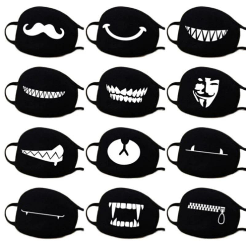Anti Dust Mask For Kpop Mouth Protective Masks Black Cotton Cartoon Anime Mask Winter Face Halloween Masque Anti Pollution