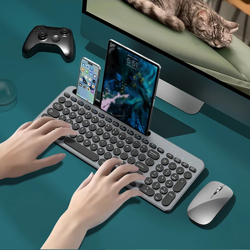 카드 슬롯이 있는 무선 키보드 마우스 태블릿 2.4G iPad용 무선 블루투스 키보드 Windows Mac Mac PC 노트북 충전식