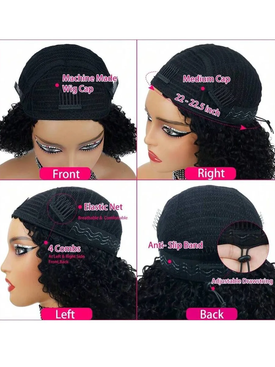 Seamless Flip Over Half Wig Wear And Go Glueless Drawstring Jerry Curly Human Hair Wig 220% Density 30 Inch For Women 4