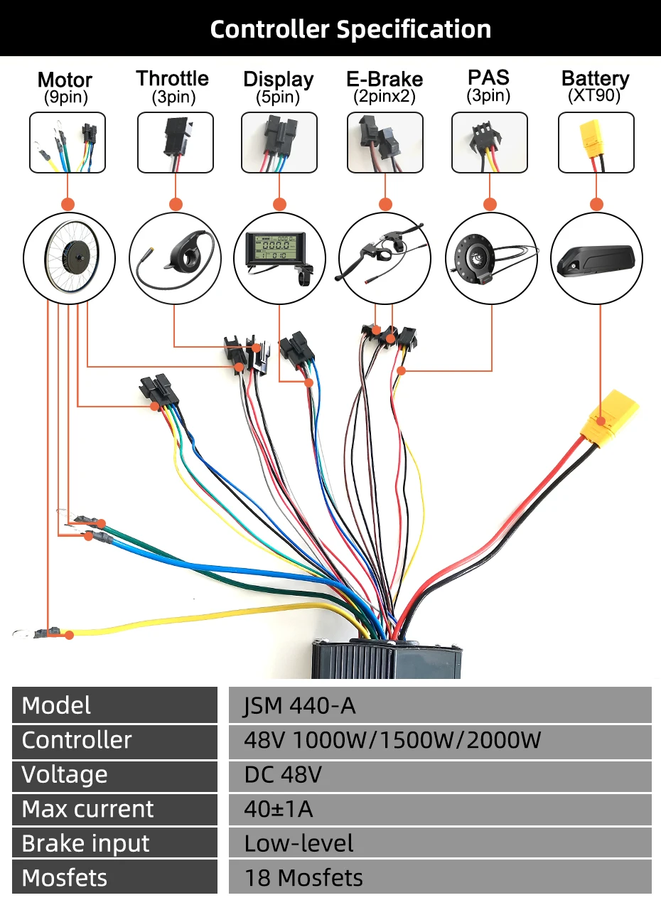 48V 1500W 2000W 3000W 전기 자전거 개조 키트 (브러시리스 기어리스 모터 포함) 26인치/27.5인치/700C 휠 사이즈 키트 (LCD 디스플레이 포함)