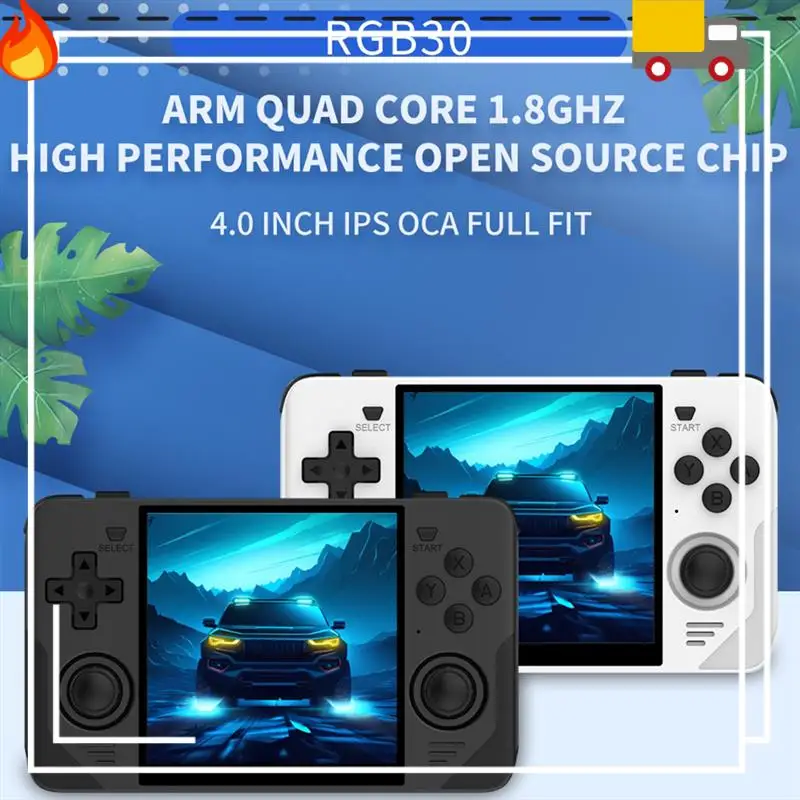 RGB30 Retro Game Console 16G+128G 4.0 Inch 720X720 Quad-Core CPU 5Ghz Wifi+Bluetooth 4100Mah Handheld Game Controller Durable B