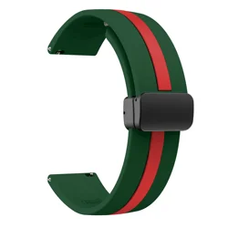 Magnetic D Buckle Silicone Watch Strap with Multiple Size Options - 22MM (0158GrRB)