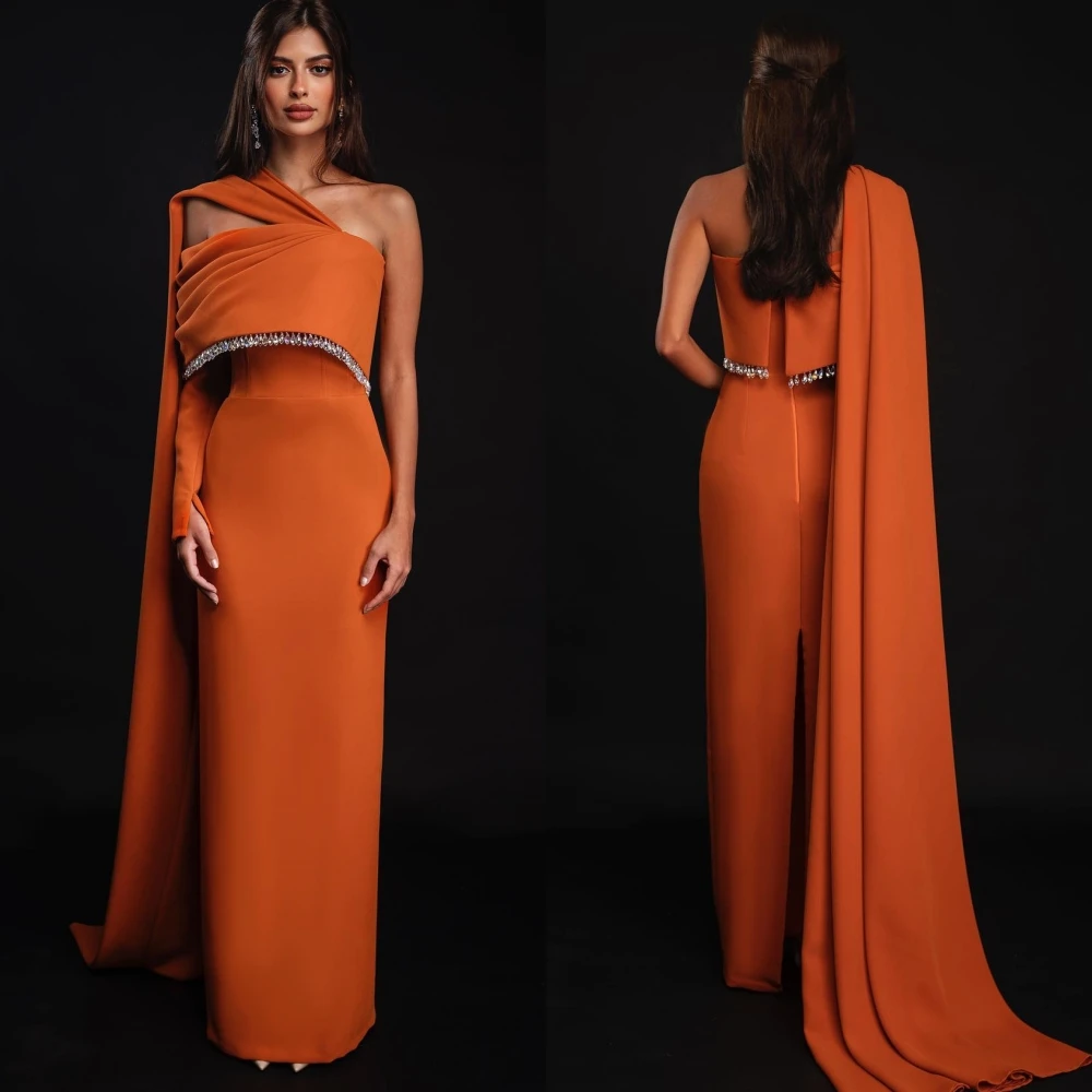 

Fashion High Quality Asymmetrical One-Shoulder A-line Anke Length Evening Dresses Rhinestone Satin vestidos de graduaciones muje