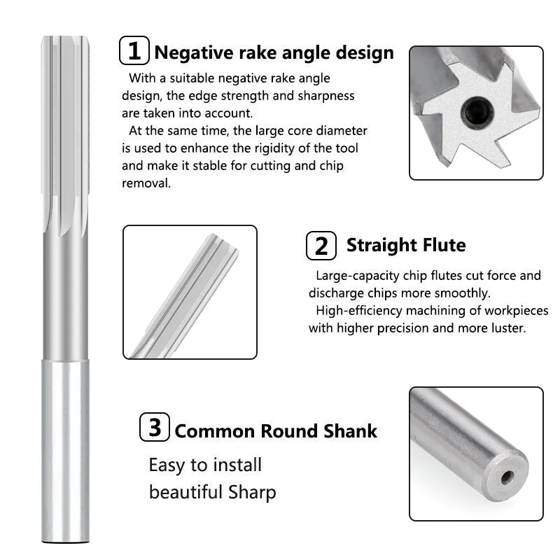 CMCP HSS H7 Machine Reamers Set 4/5/8pcs 3-10mm Straight Shank Chucking Reamer Metal Cutter Tool Straight Reamer hss reamer steel reamer tools