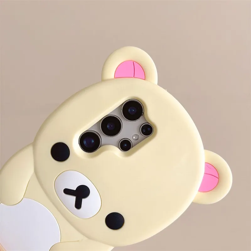 Kawaii Rilakkuma Bear Cartoon Soft Silicone Phone Case