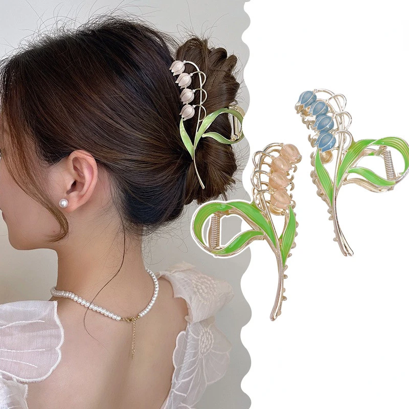 

2023 Korean New Metal Gold Flower Hair Clip Women Elegant Large Hair Claw Barrette Crab Ponytail Ins Shark Clip Hair Accessories