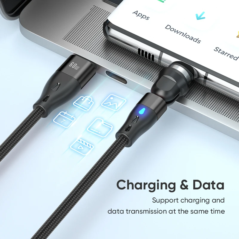 Magnetic USB-C Fast Charging Cable, 60W PD, 2M Length