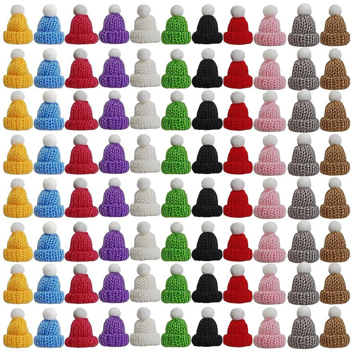 

110PCS Mini Knitting Hats Christmas Mini Knitting Doll Hats Mini Wool Hat for Christmas Ornaments DIY