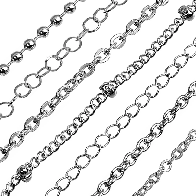 110yards Stainless Steel Chains For Jewelry Making Cross Chain Ball O Chain Link Connectors Diy