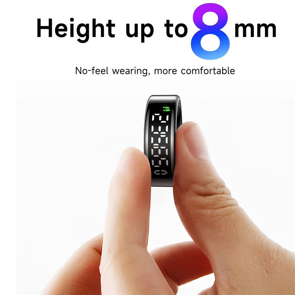SY01 Men Women Smart Ring Smart Display Stainless Steel IP68 5ATM Waterproof Heart Rate Blood Oxygen Monitor Fashion Finger Ring 4