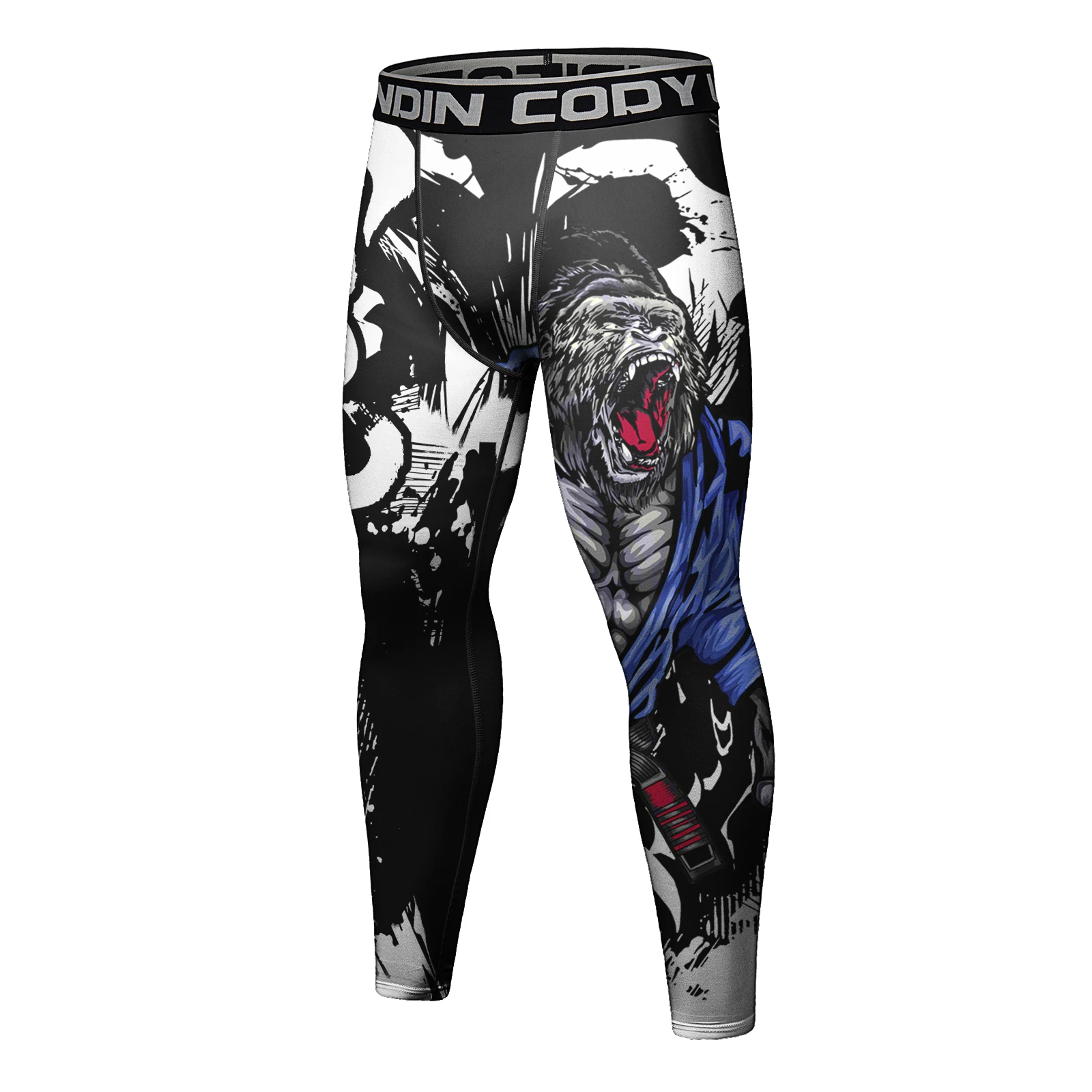Фото Леггинсы Cody Lundin Ferociou BJJ с принтом гориллы для смешанных боевых искусств, Мягкие штаны для тренировок из спандекса №3