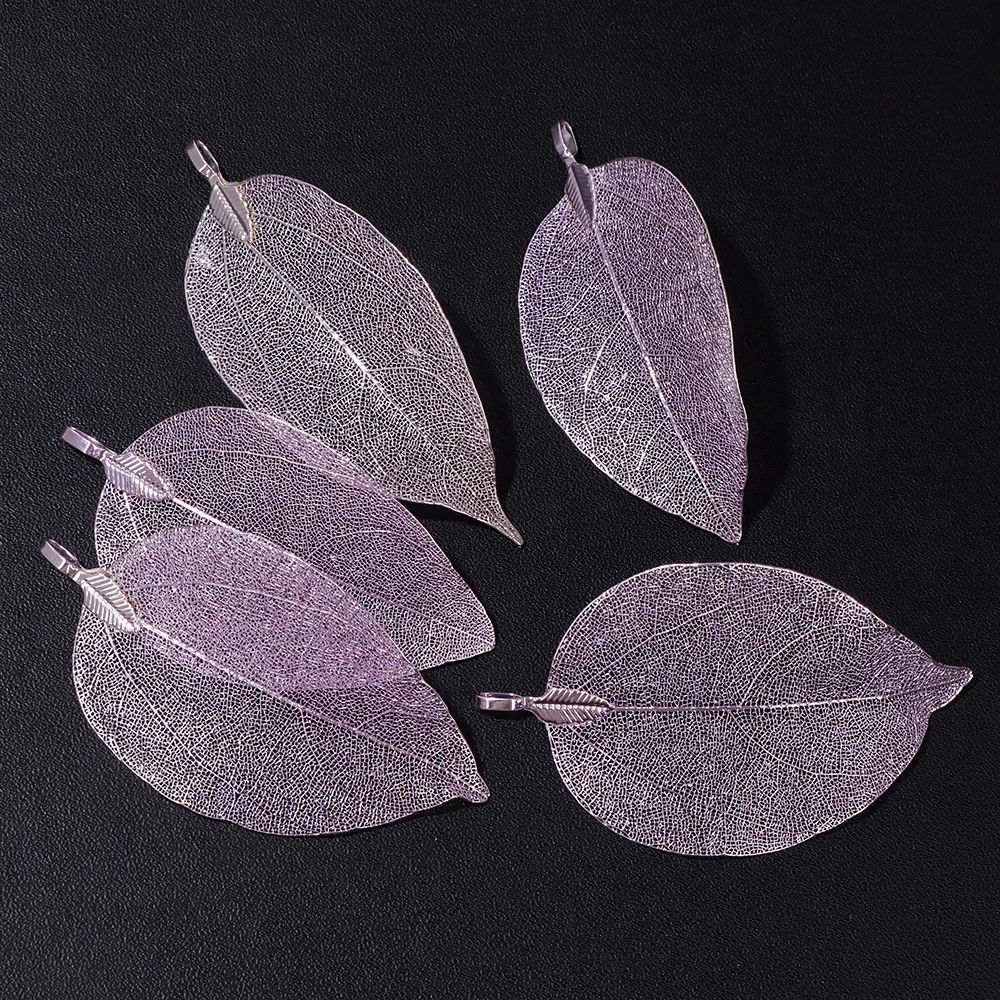 Elegant Mixed Gold Electroplated Leaf Pendant Set - 5-Piece Natural Charm Collection