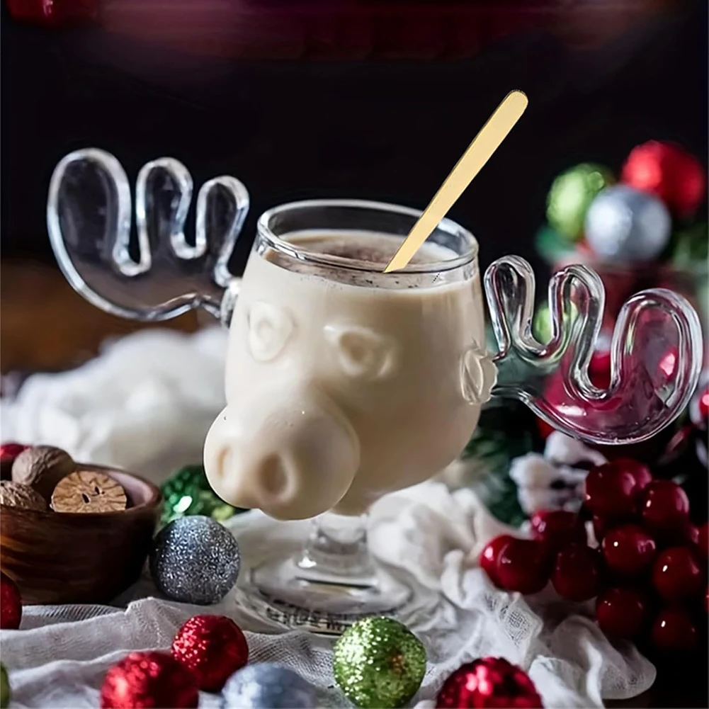 240ml 8oz Christmas Vacation Moose Mug Vocation Elk Glass Cup Christmas Reindeer Head Wine Beer Water Juice Milk Glass Drinkware
