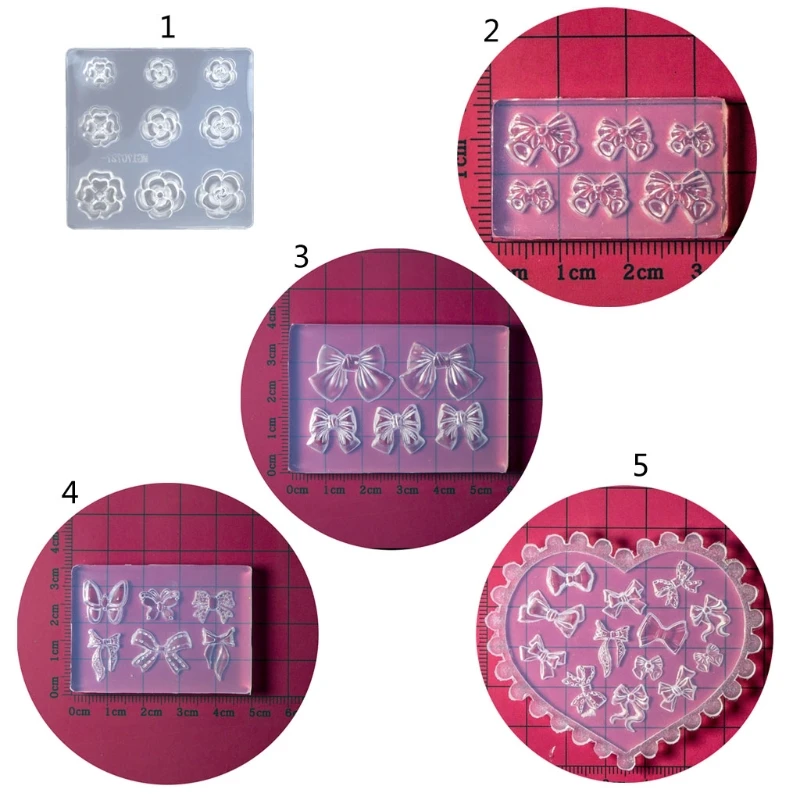 

652F 3D Mini Bowknot Mould Sculpture Stamping Plate Nails Art Stencils Crystal Epoxy Resin Mold Silicone Nail Carving Mold