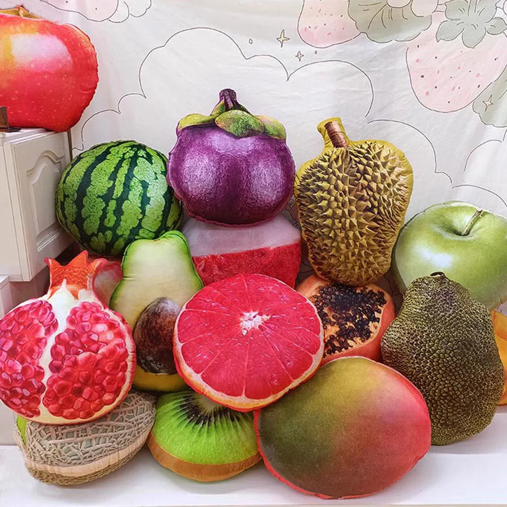 

Реалистичные Плюшевые игрушки в виде фруктов, имитация арбуза, кокоса, лимона, личи, Анго, клубники, ананаса, дуриан, мягкая подушка