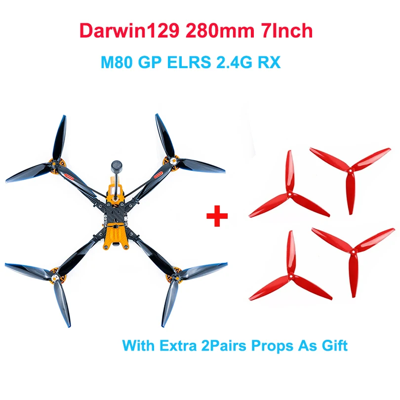 DarwinFPV Darwin129 7-дюймовый FPV Дрон Квадрокоптеры ELRS 2,4G Приемник M80 GPS F4 OSD 50A BLHeli_S Dshot600 800 МВт 1200TVL Камера FPV thumbnail 4