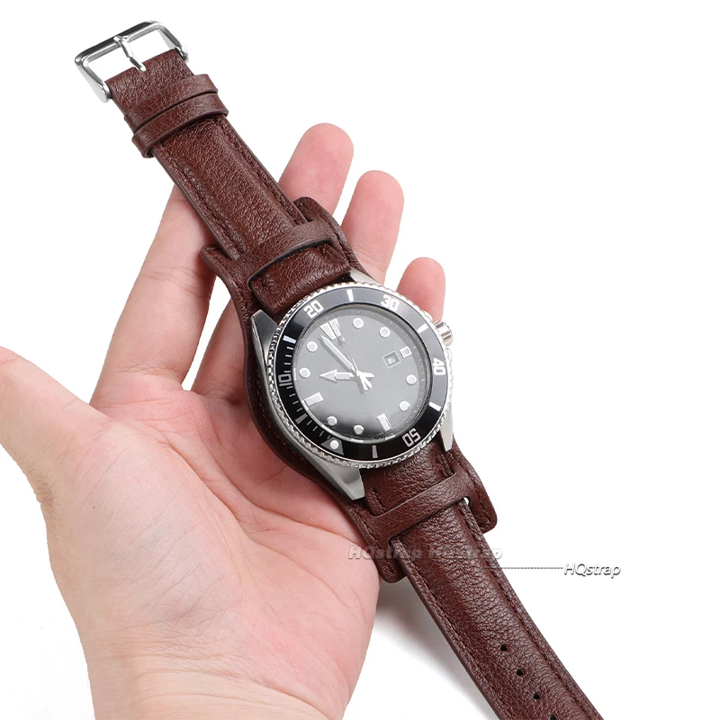 Vintage Genuine Leather Watch Strap – Premium Cowhide Wrist Band Replacement