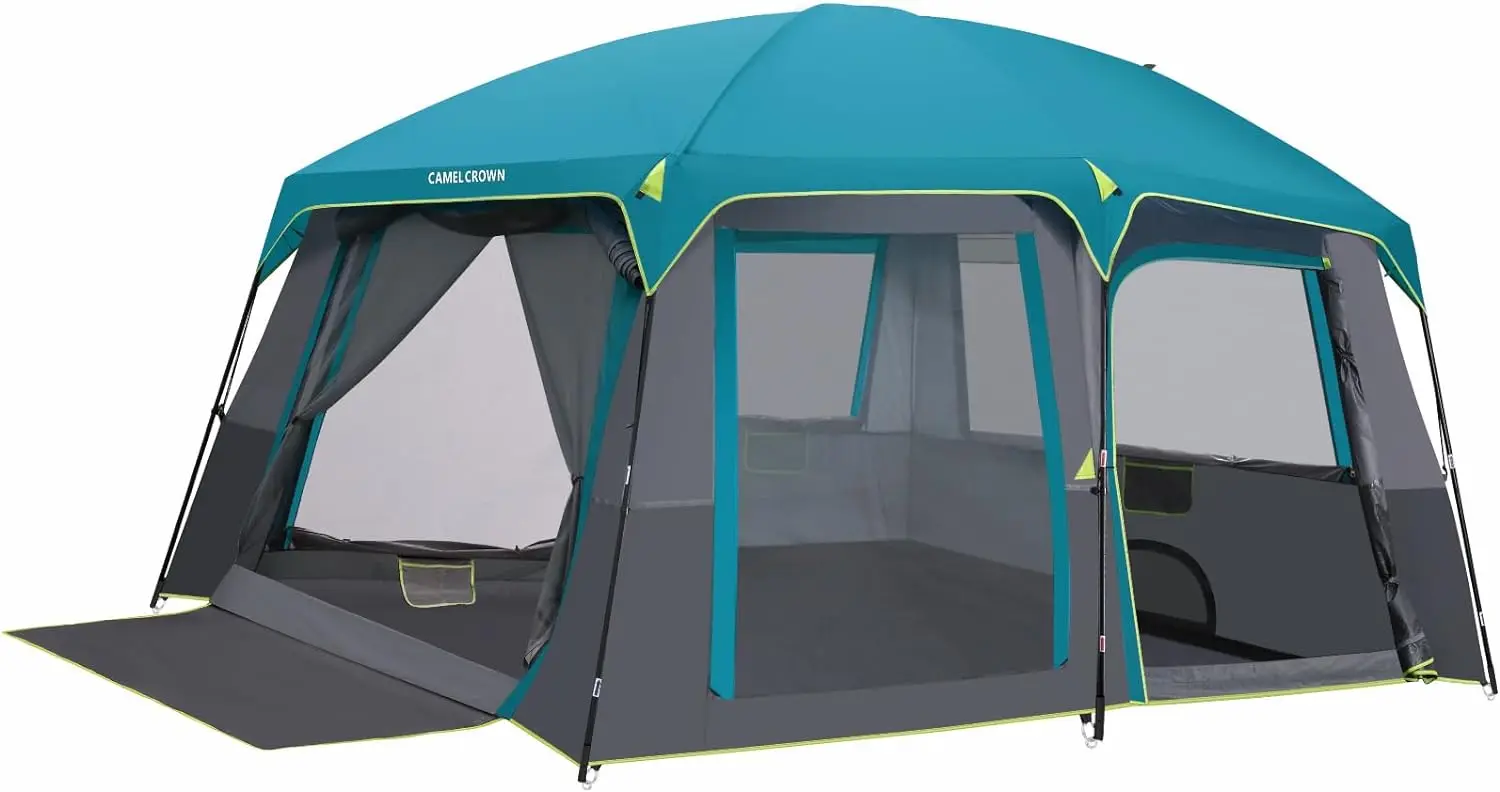 

Camping Tents 10 Person Family Cabin Tent with 2 Doors and 4 Windows Large Multiple Room Tent with Floor Mats Tents