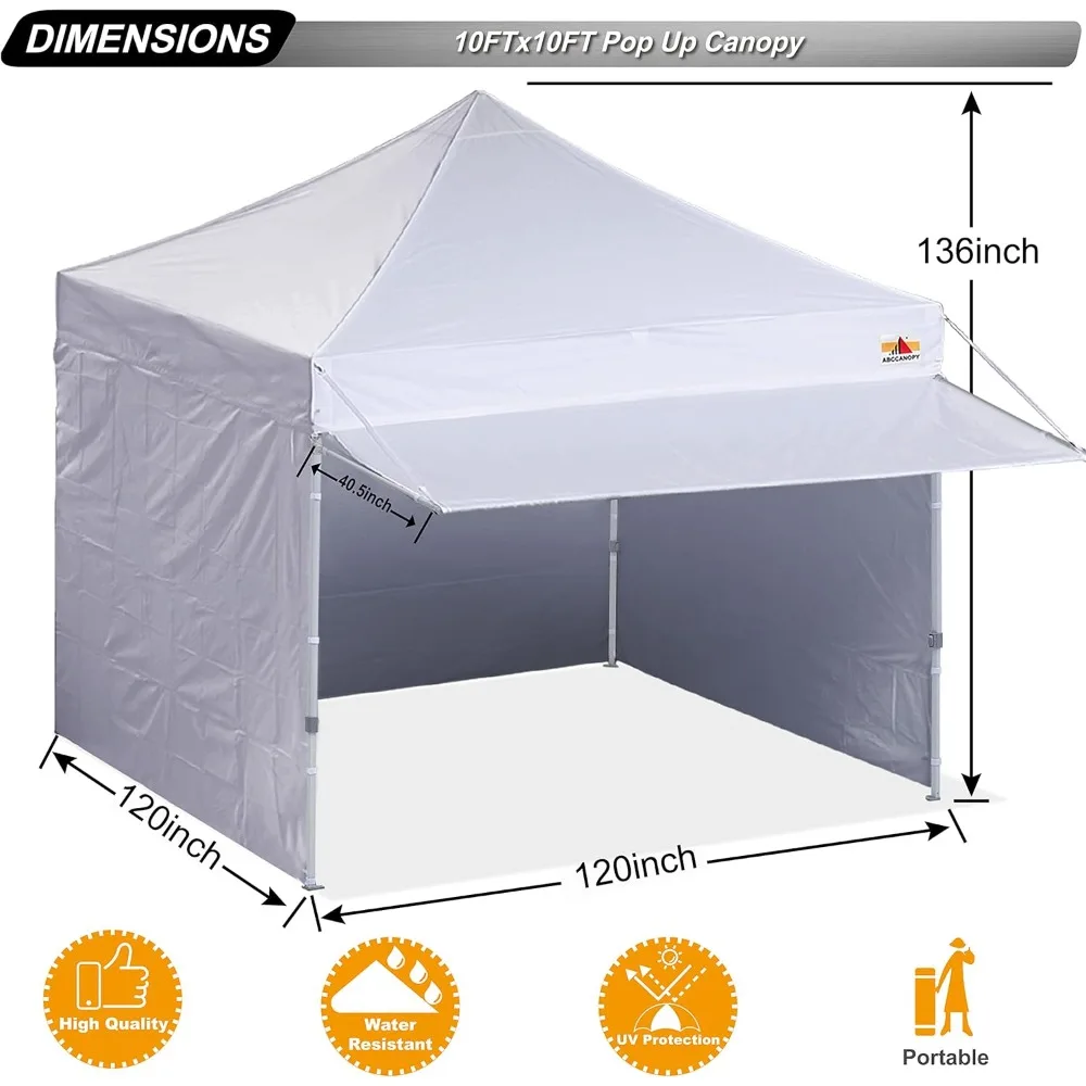 ABCCANOPY up Canopy Tent with Awning and Sidewalls 10x10 Market -Series, White