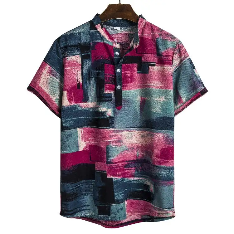 Full Print Colourful Bohemia African Graphic Shirts For Men Summer Mens Short Sleeve Casual Lapel Blouse Beach Shirts Tops