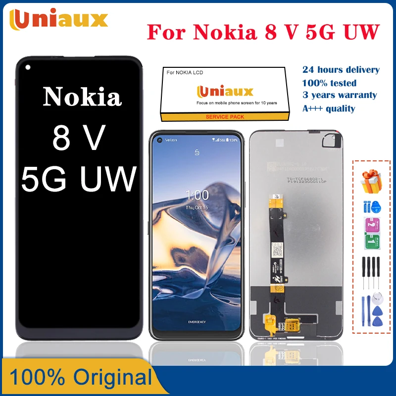 6.81 "Originale Per Nokia 8 V 5G Uw Display Lcd Touch Screen Digitizer Assembly Per Parti Di Riparazione Di Ricambio Per Schermo Nokia 8 V