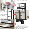 Twin Over Twin Bunk Bed Frame with Trundle,Metal Bunkbed Bedframe with Sturdy Guard Rail and 2 Ladders for Kids/Adults,Can be Di 3