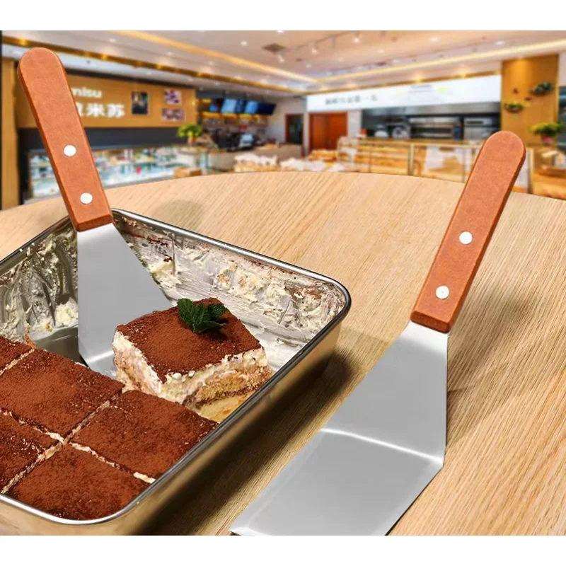 

1 PC Steel Stainless Wooden Handle Frying Shovel Cooking Pancake Kitchen Steak Spatula Tools