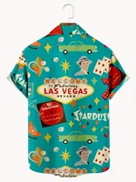Chemise d'été décontractée à manches courtes pour hommes, haut confortable pour les vacances d'été, fleurs vertes, motif intéressant et attrayant 6