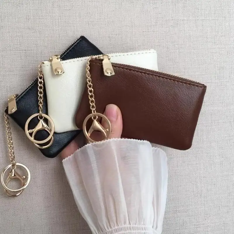 Portamonete Mini in Pelle PU con Portachiavi Dorato, Cerniera Liscia, Stile Carino e alla Moda, Adatto per Tasche dei Jeans, Ideale per Gite nel Weekend - immagine 3