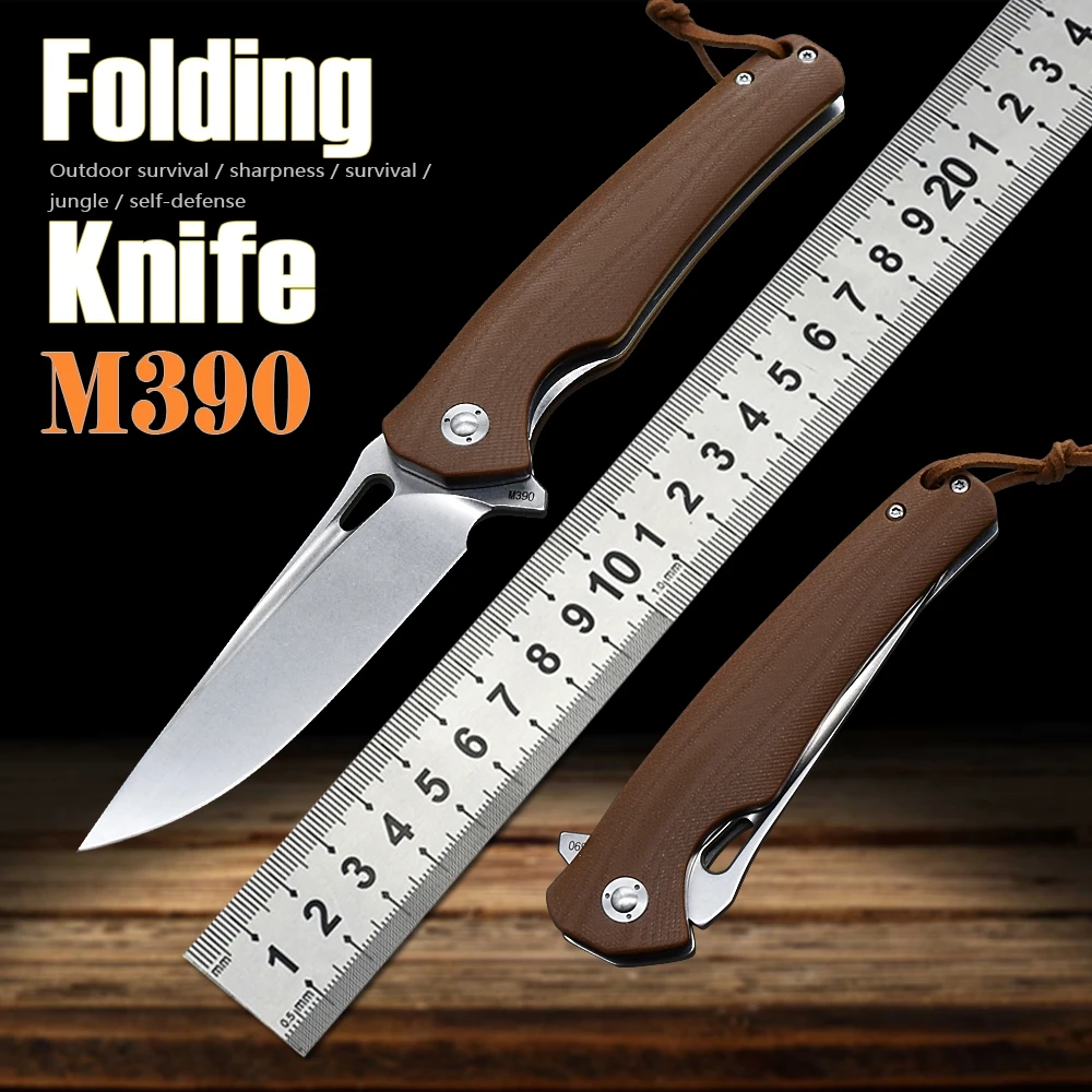 

M390 Steel G10 Handle Ball Bearing Pocket Folding Knife Camping Hunting Outdoor Survival EDC Jungle Lifesaving Tool Cutter