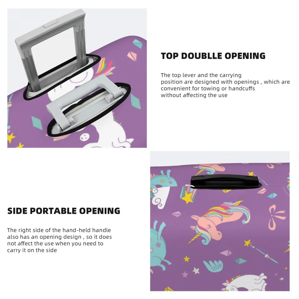 Cute Unicorn Suitcase Cover Flight Rainbow Cartoon Fun Luggage Case Travel Protector Xmas Gift