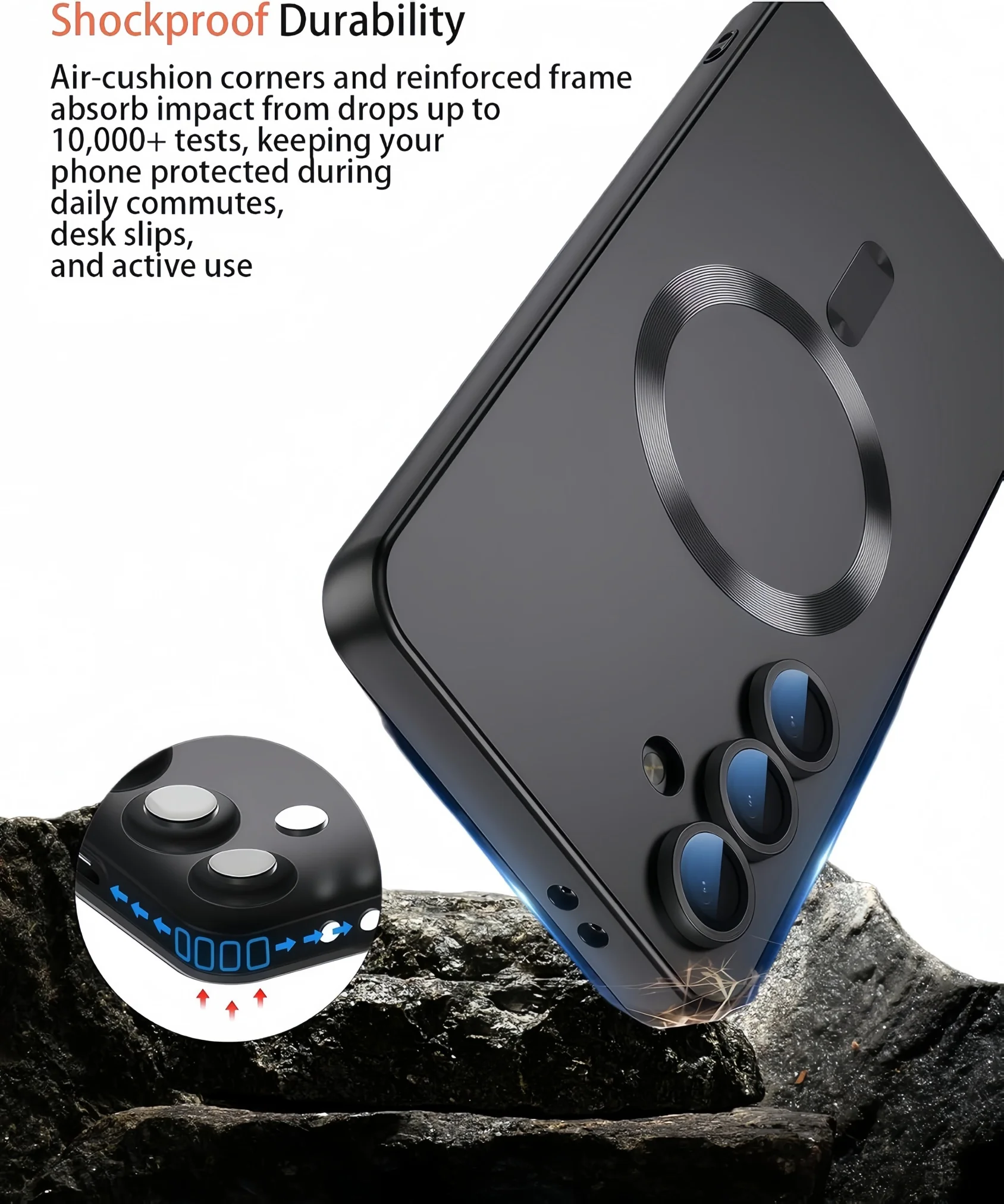 Magnetic Shockproof Metallic Case with Camera Lens Cover