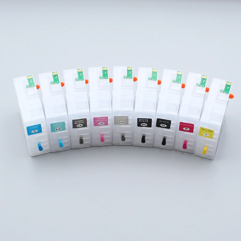 

9Colors 80ML/PC Empty Refillable Ink Cartridge Without Chip For Epson Stylus Pro 3800 3880 3890 3850 P800 P807 P808 Printers