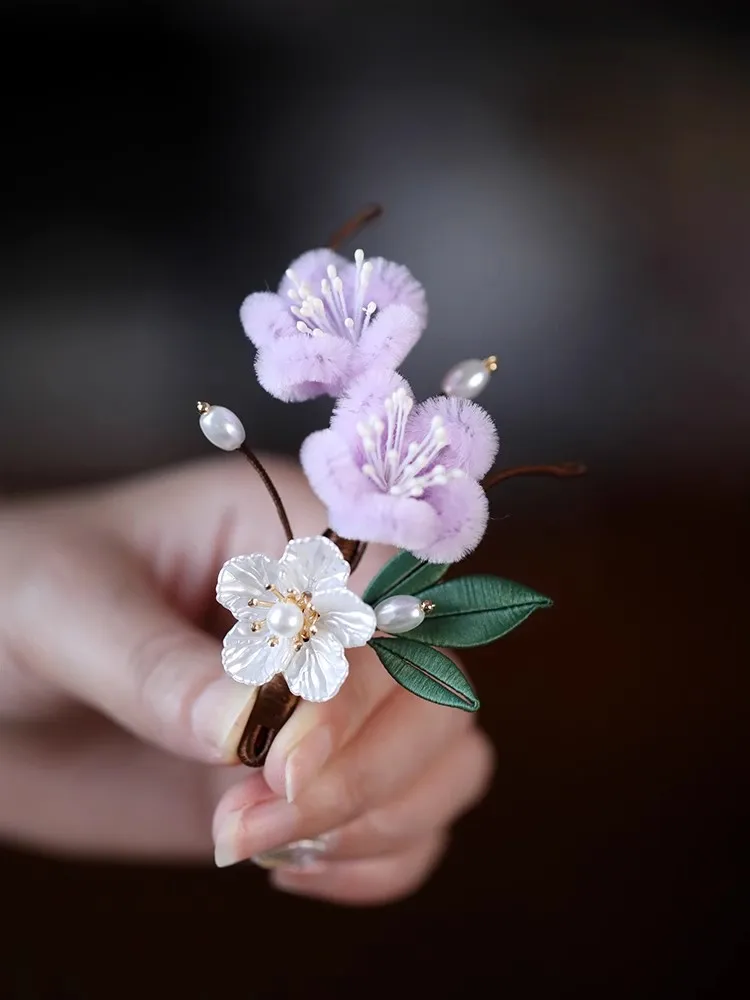 FXLRY 오리지널 수제 패션 가디건 코트 핀 치파오 액세서리, 여성용 보라색 브로치, 가을 및 겨울