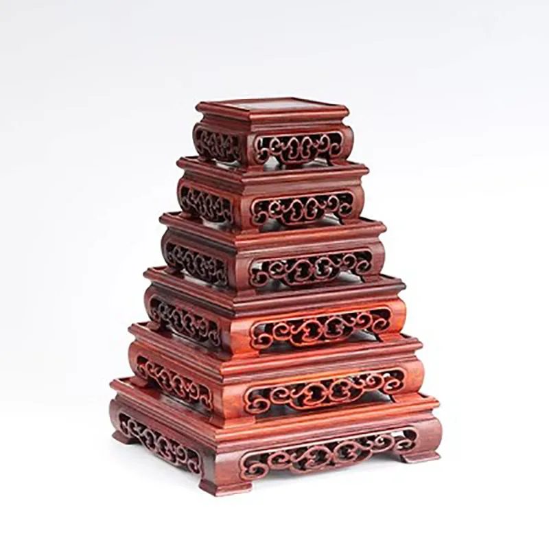 Red Sandalwood Carvings, Crafts, Ornaments, Wooden Pallet, Jade Handles, Purple Clay Pot Seals, Square Mahogany Base