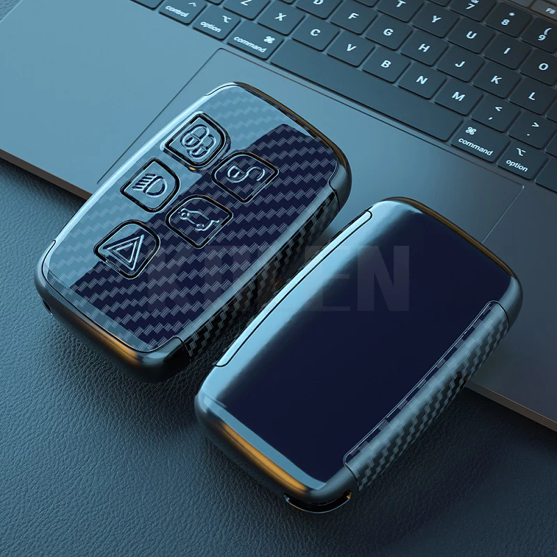 Custodia per chiave auto in stile ABS in fibra di carbonio per Land Rover Range Rover Sport Evoque Freelander Discovery per Jaguar XF XJ XE - Sb25a0c01cee74462acbcbdac419e5560I