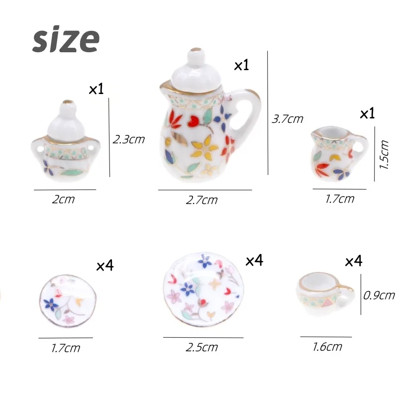 Miniatuur Porseleinen Koffie- en Theeset met Blauwe Bloemen voor Poppenhuis