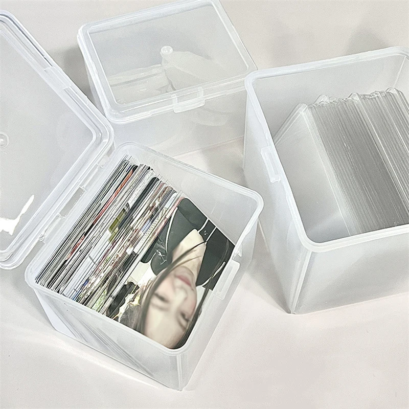 

Photocards Storage Box Transparent Stickers Korea Idol Card Holder Desk Storage Organizer Classification Box Stationery Durable