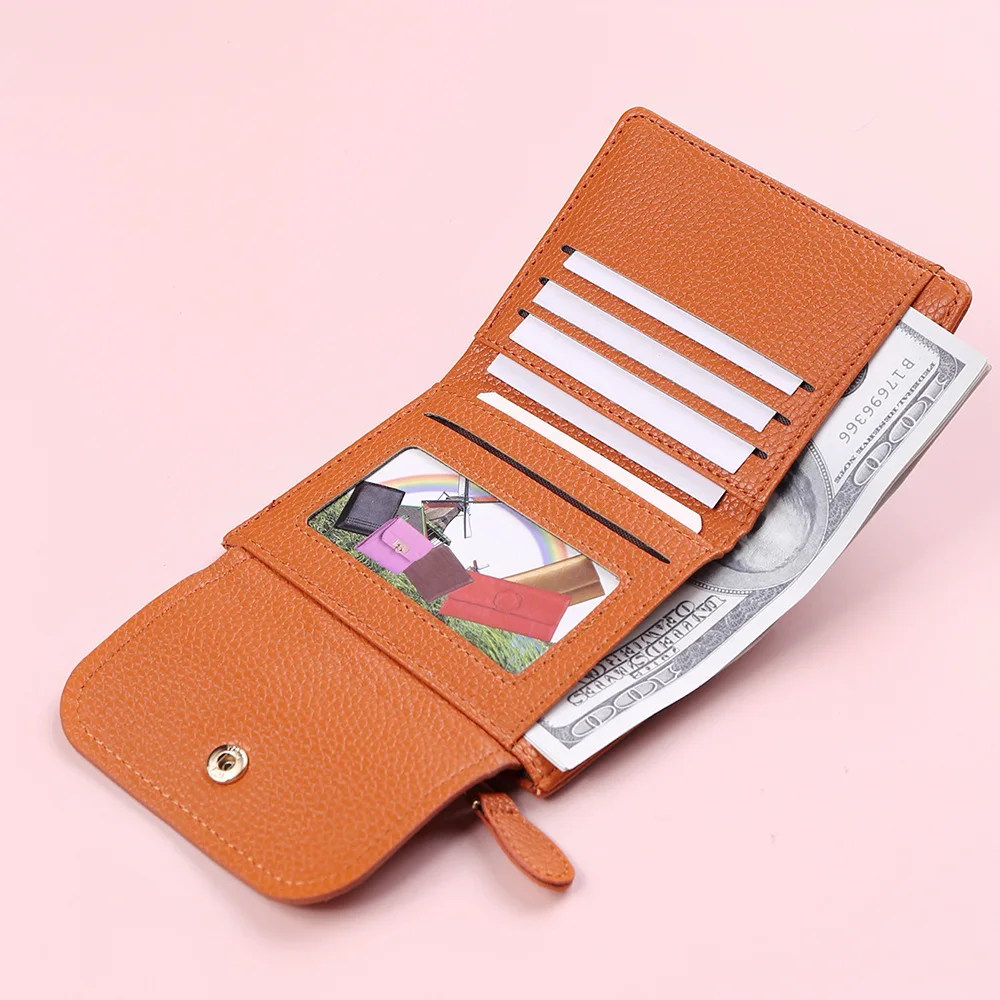 Tri-fold Short Women's Wallet Female Purses Zipper Coin Purse Card Holder Wallets Female Pu Leather Clutch Money Bag Wallet